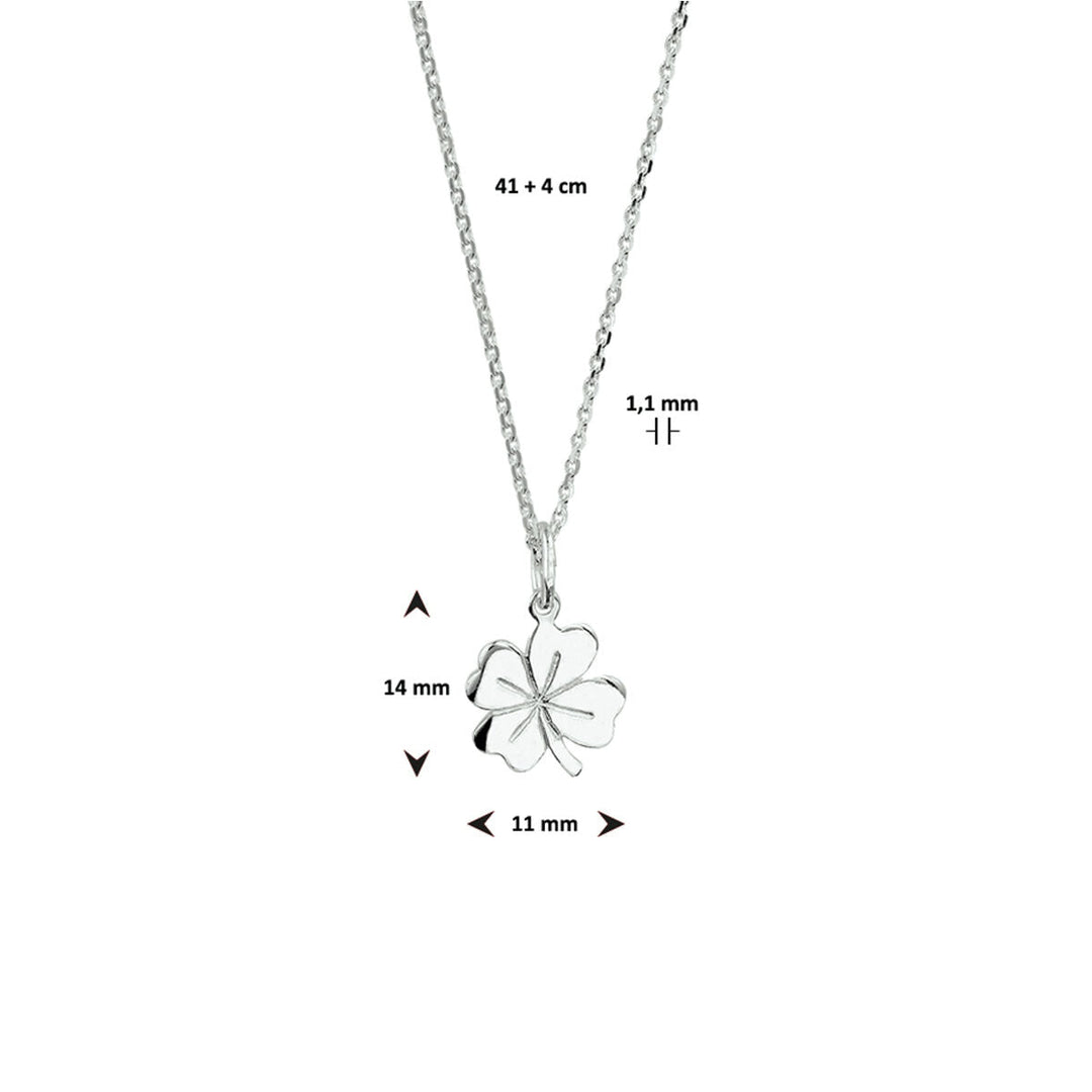 Halskette Klee 41 + 4 cm Silber weiß