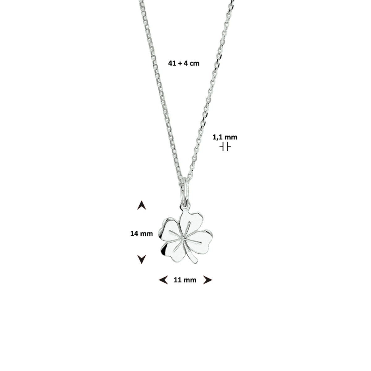 Halskette Klee 41 + 4 cm Silber weiß