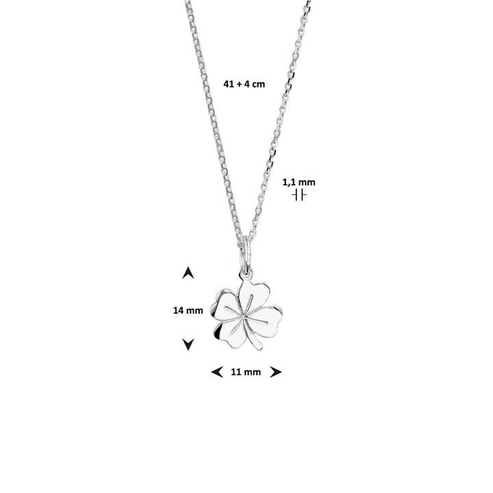 Halskette Klee 41 + 4 cm Silber weiß