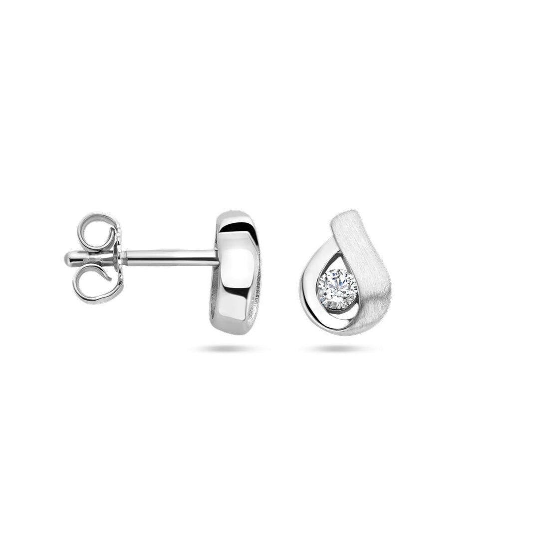 Ohrstecker Zirkonia Poly/Silber matt rhodiniert