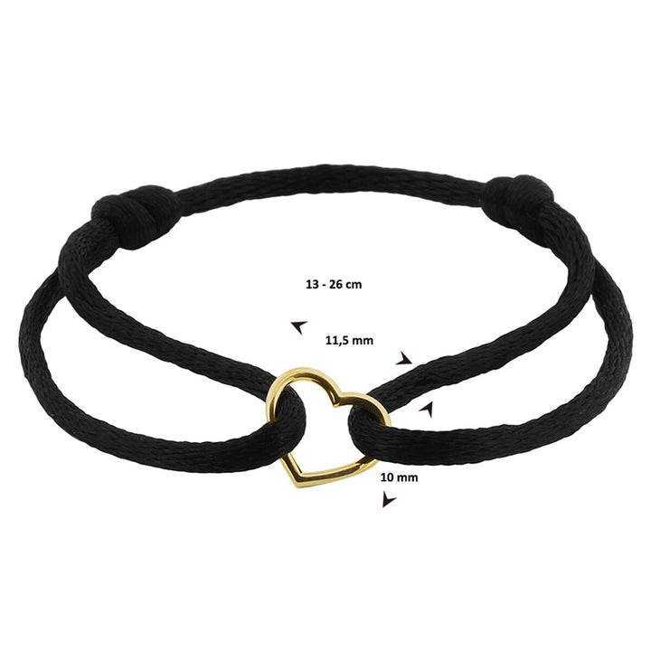 Armband Satinherz 14K Gold mit Kautschuk/Nylon/Leder