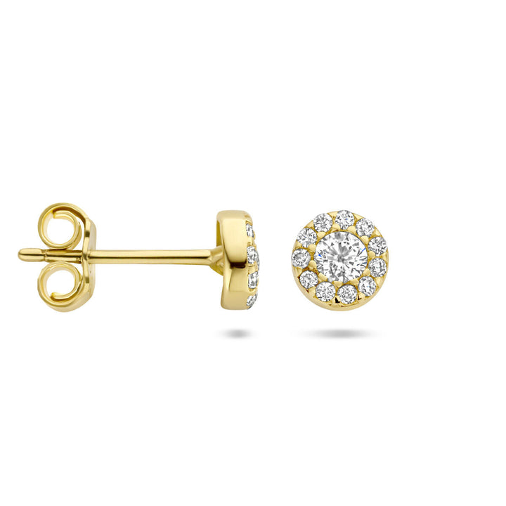 Ohrstecker Zirkonia Halo 14K Gelbgold