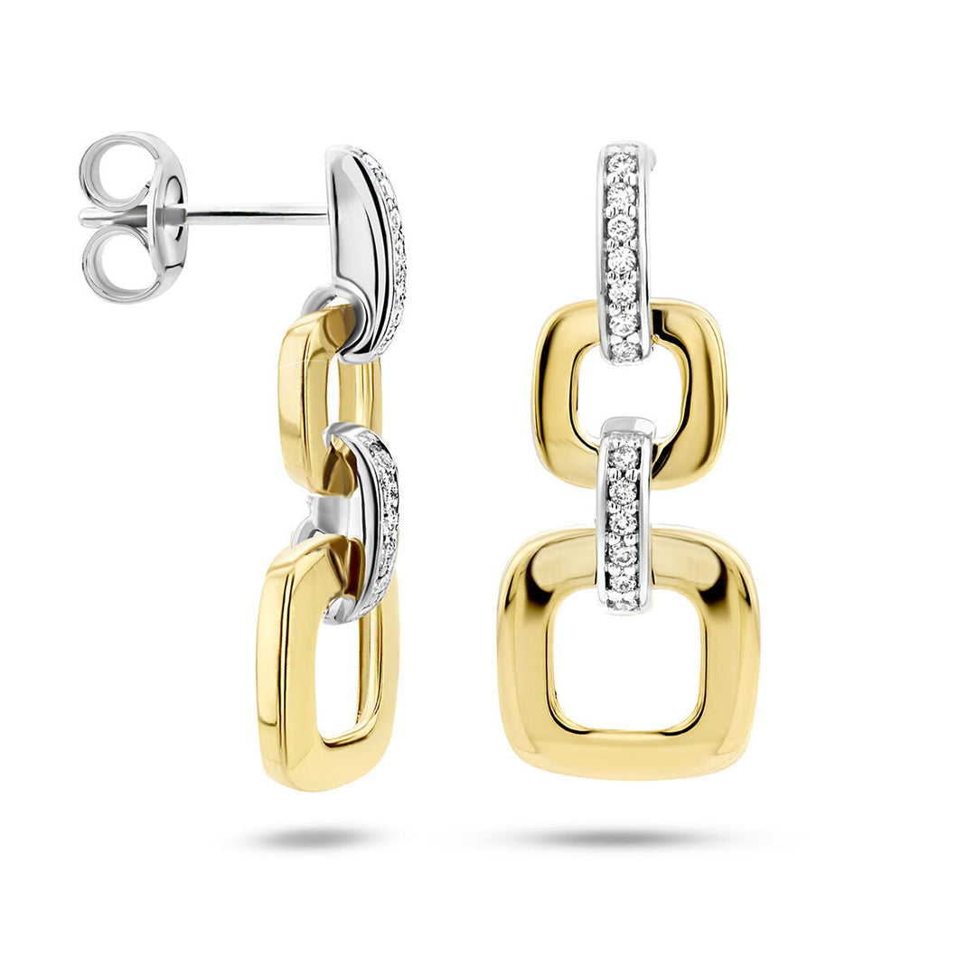 Ohrringe Gliederdiamant 0,11 ct (2x 0,055 ct) h si 14K Bicolor-Gold gelb/weiß
