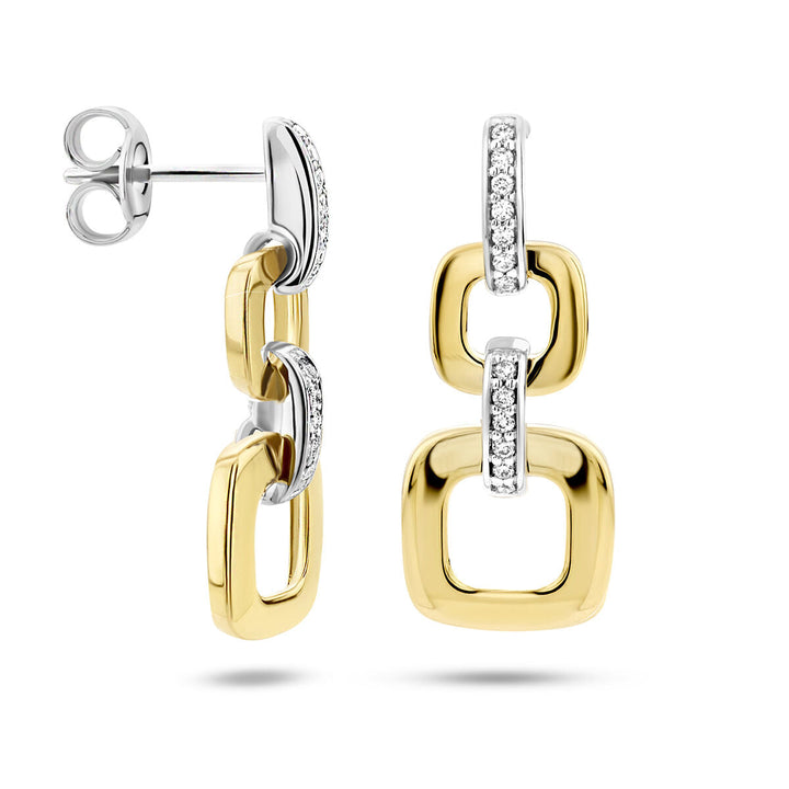 Ohrringe Gliederdiamant 0,11 ct (2x 0,055 ct) h si 14K Bicolor-Gold gelb/weiß