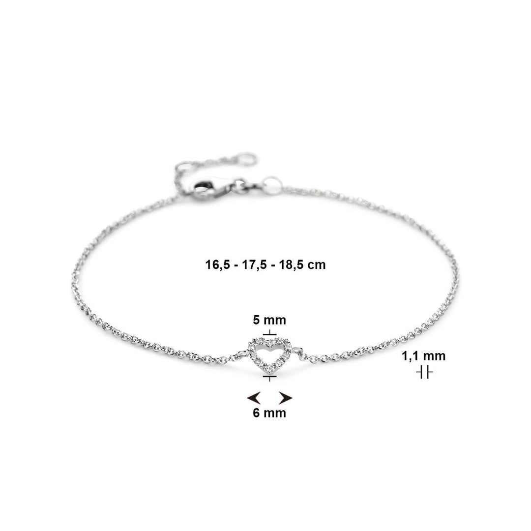 Goldarmband Damen Herz und Diamant 14K Weißgold