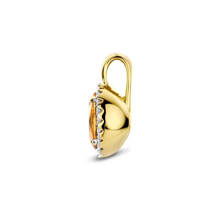 Anhänger Citrin und Diamant 0,08 ct H Si Halo 14 K Gelbgold