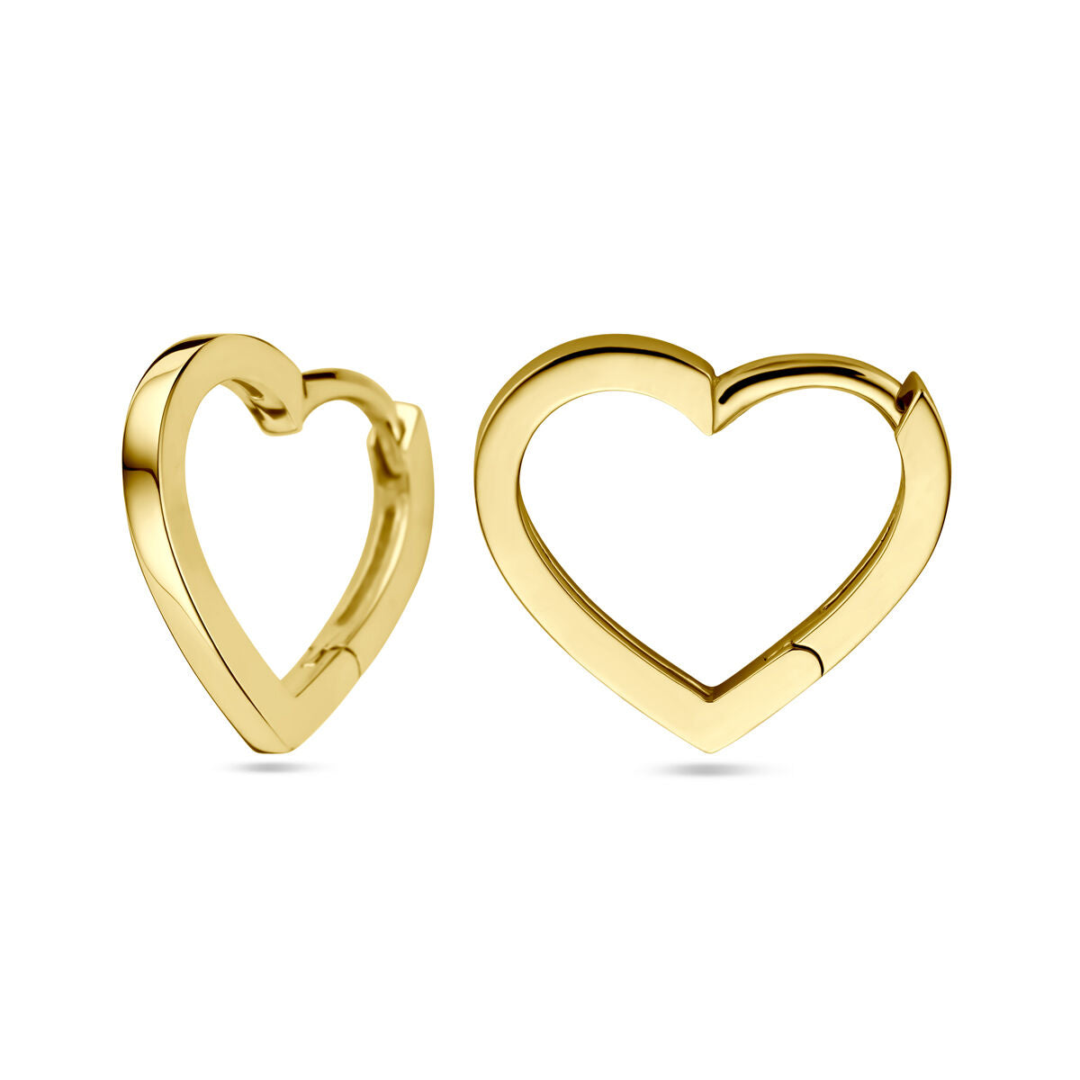 Klapp-Ohrringe in Herzform aus 14K Gelbgold
