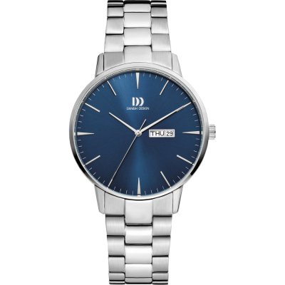 Herrenarmbanduhr mit blauem Zifferblatt, silbernem Gehäuse und Edelstahl-Armband