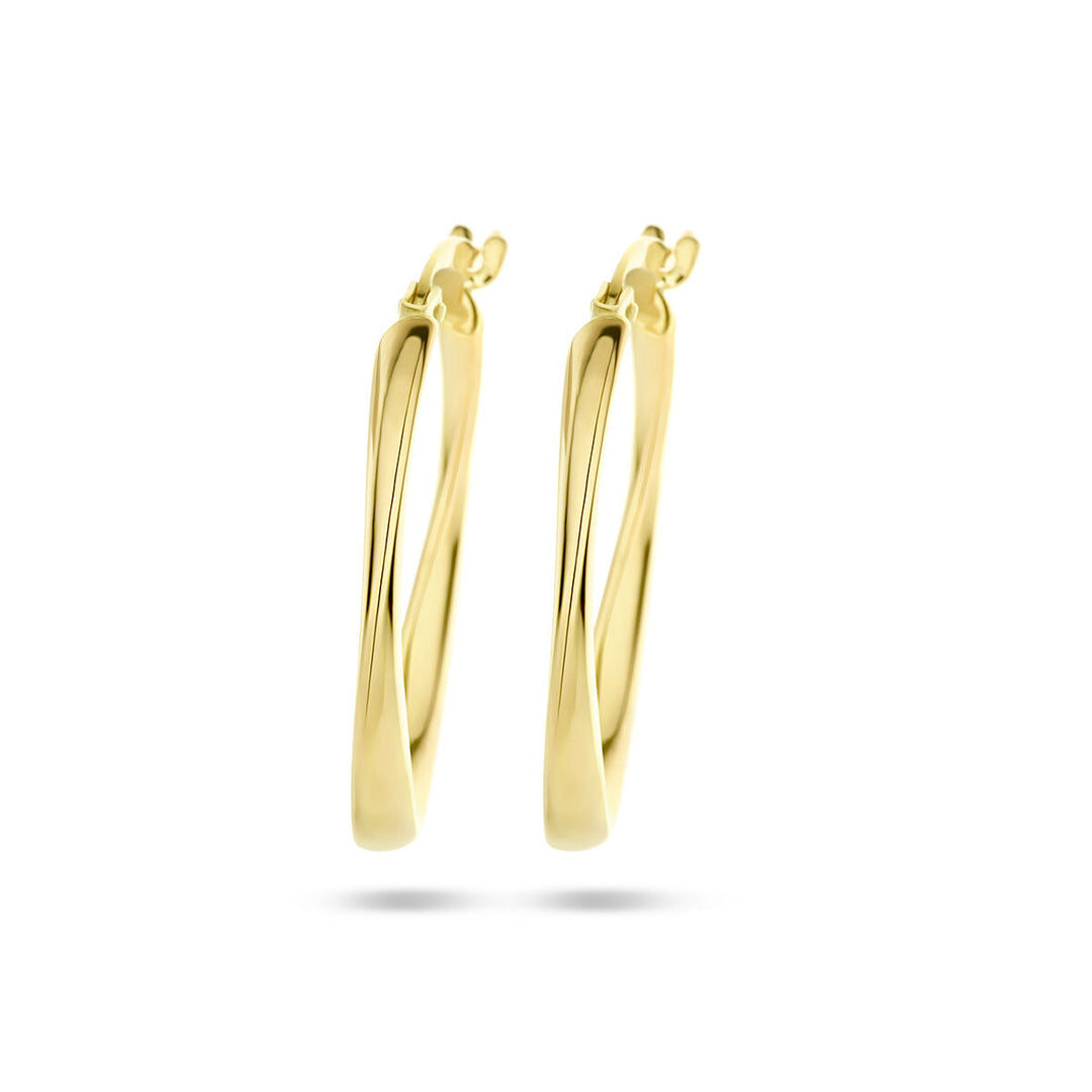 Ohrringe ovales gedrehtes Rohr aus 14K Gelbgold