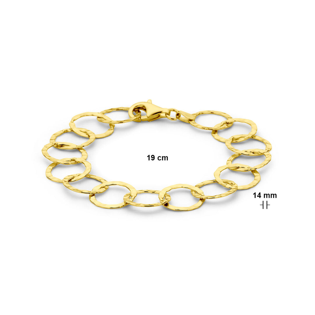 Armband Kreise gehämmert 19 cm 3 Mikron Silber vergoldet (gelb)