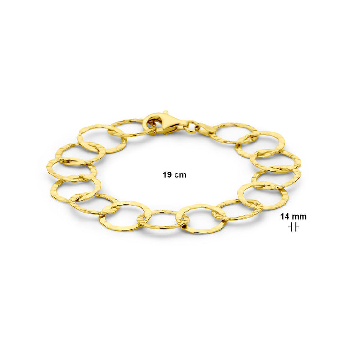 Armband Kreise gehämmert 19 cm 3 Mikron Silber vergoldet (gelb)