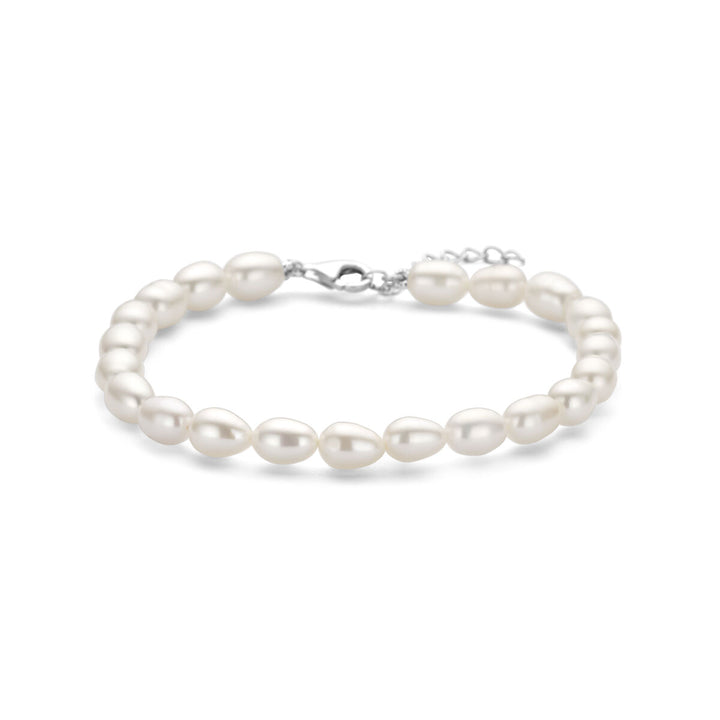 Gerhodineerd zilveren dames armband met parels