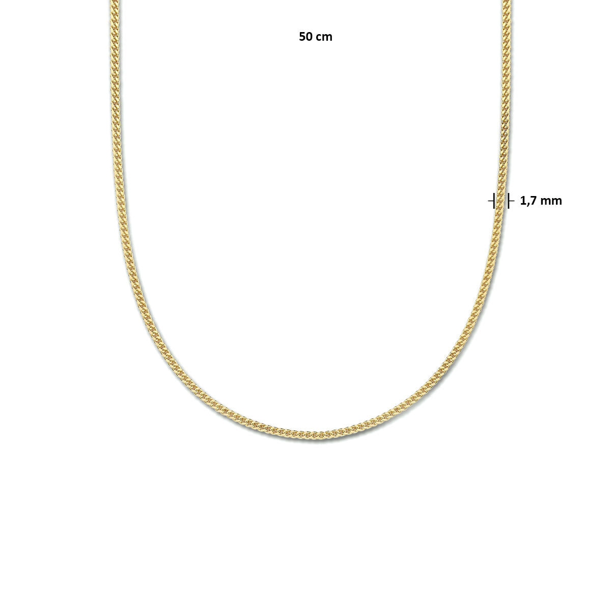 Halskette Gourmet 4-seitiger Schliff 1,8 mm 3 Mikron Silber vergoldet (gelb)