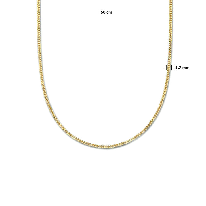 Halskette Gourmet 4-seitiger Schliff 1,8 mm 3 Mikron Silber vergoldet (gelb)