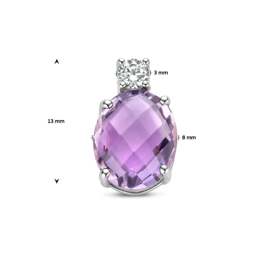 Anhänger Amethyst und Zirkonia Silber rhodiniert
