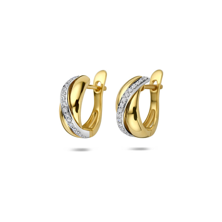 14k Bicolor oorringen met diamant