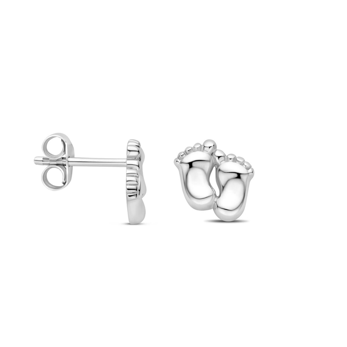 Ohrstecker Babyfüße 8 mm Silber rhodiniert