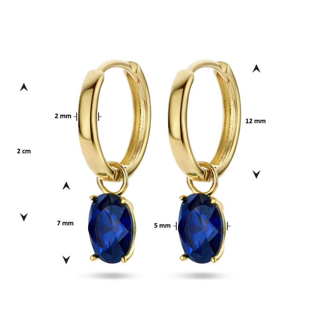 Ohrhänger mit blauem Zirkonia aus 14-karätigem Gelbgold