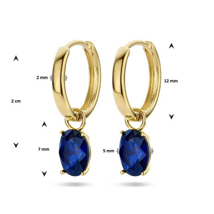 Ohrhänger mit blauem Zirkonia aus 14-karätigem Gelbgold