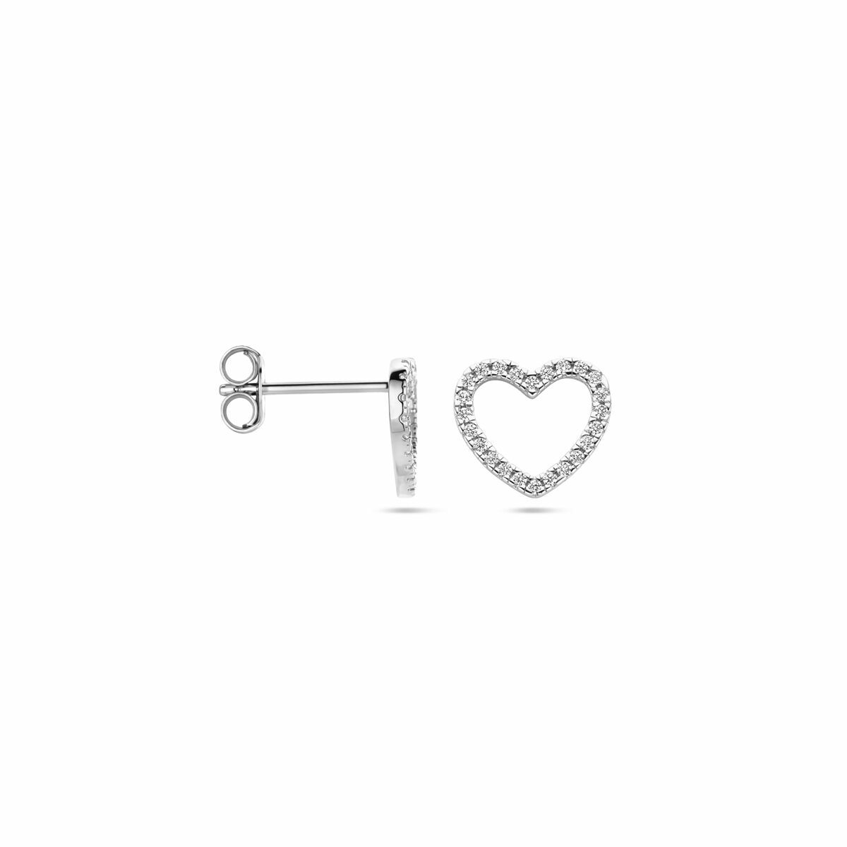 Ohrstecker Herz Zirkonia 10 mm Silber rhodiniert
