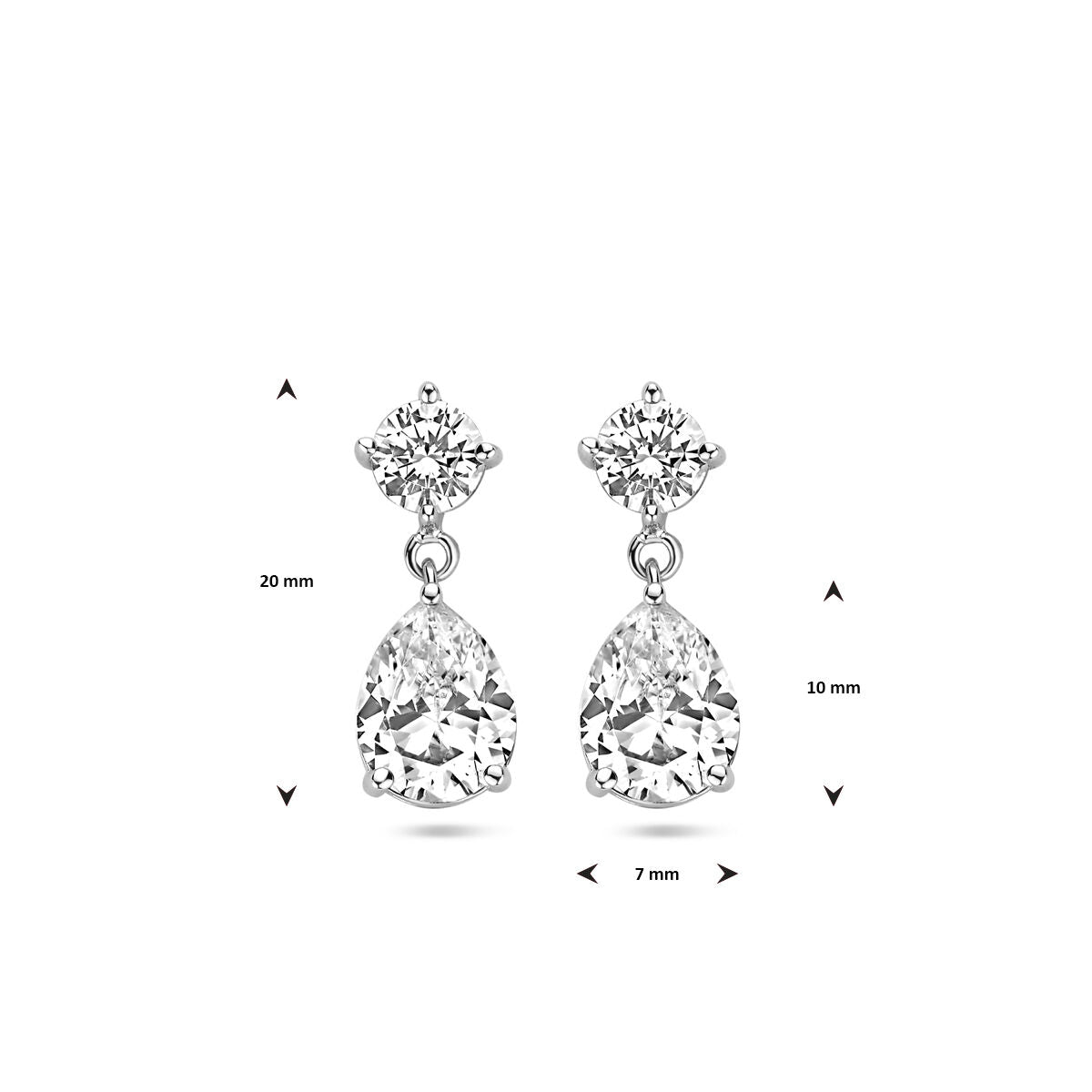 Ohrhänger Zirkonia 20 mm rhodiniertes Silber