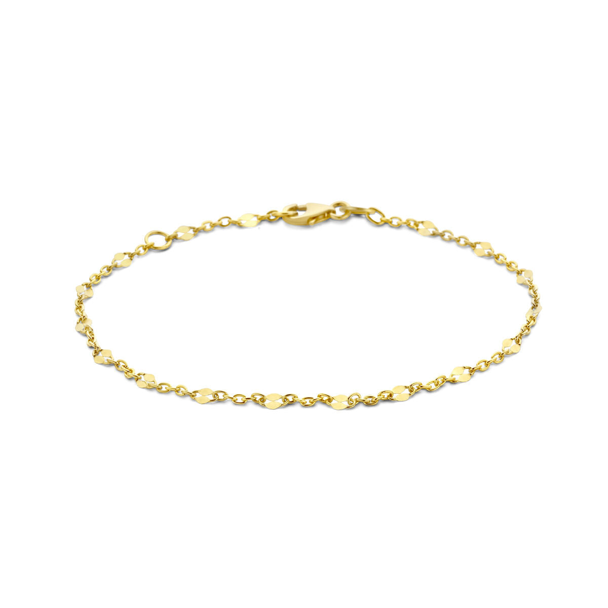Armband aus 14K Gelbgold mit Anker-Design und Zwischenstück, Länge 16-18 cm