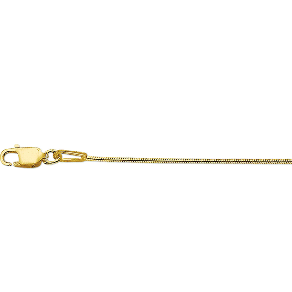 Collier aus 14K Gelbgold mit 0,9 mm dicker Schlangenkette und Karabinerverschluss
