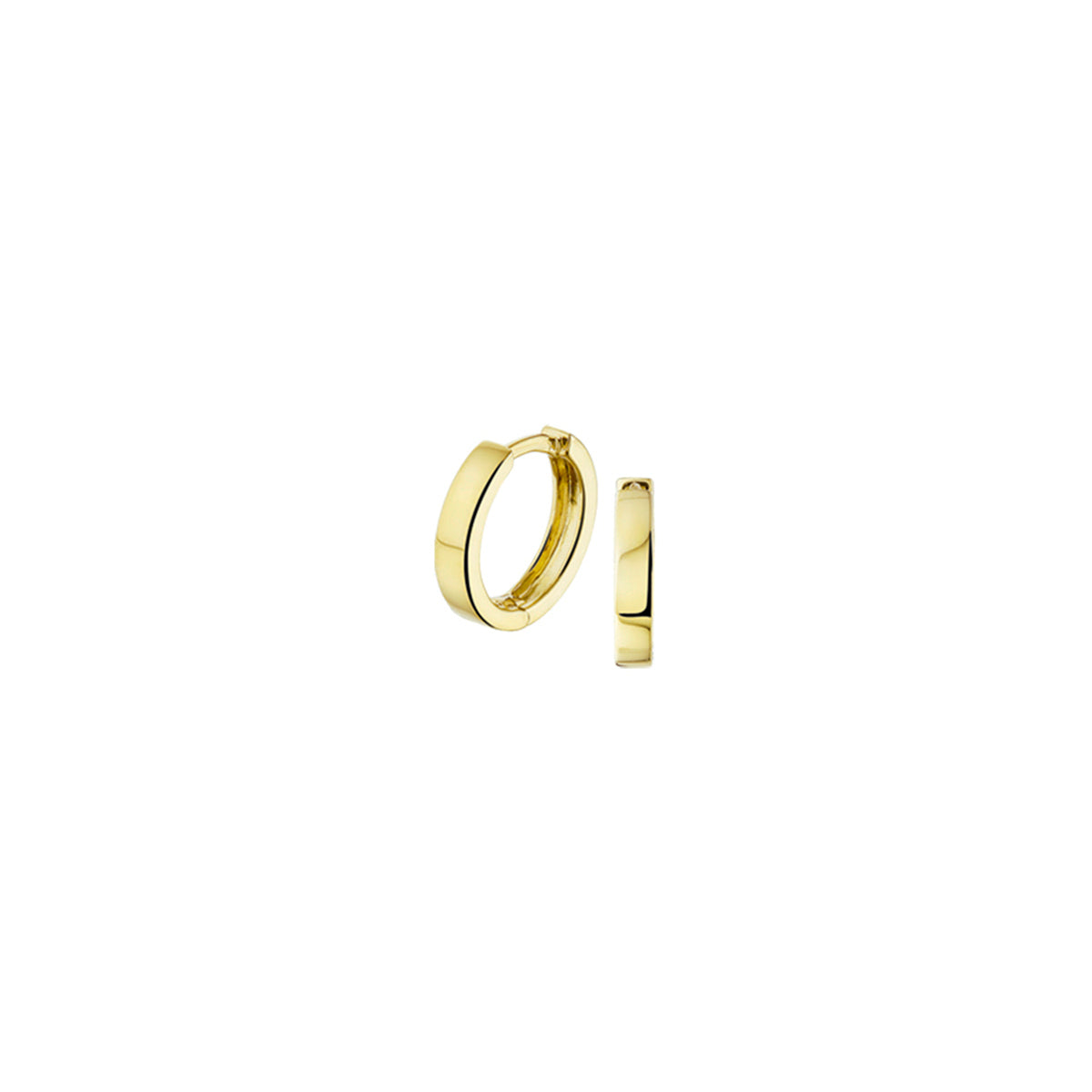 Klapp-Ohrringe aus 14K Gelbgold mit flacher, runder Form und 2,5 mm Breite