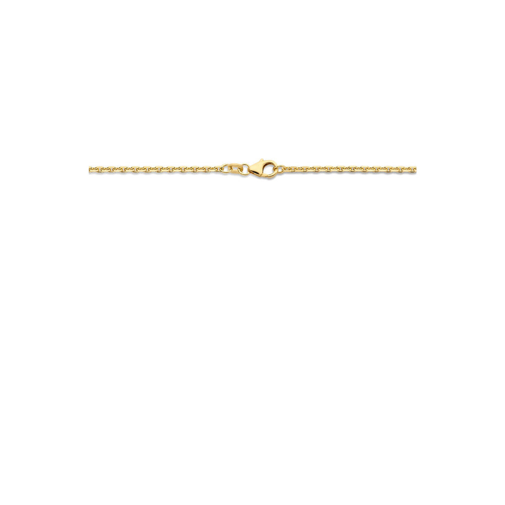 Een collier anker gediamanteerd 2,0 mm 14K geelgoud van Van der Kooij Collectie wordt horizontaal weergegeven op een witte achtergrond.