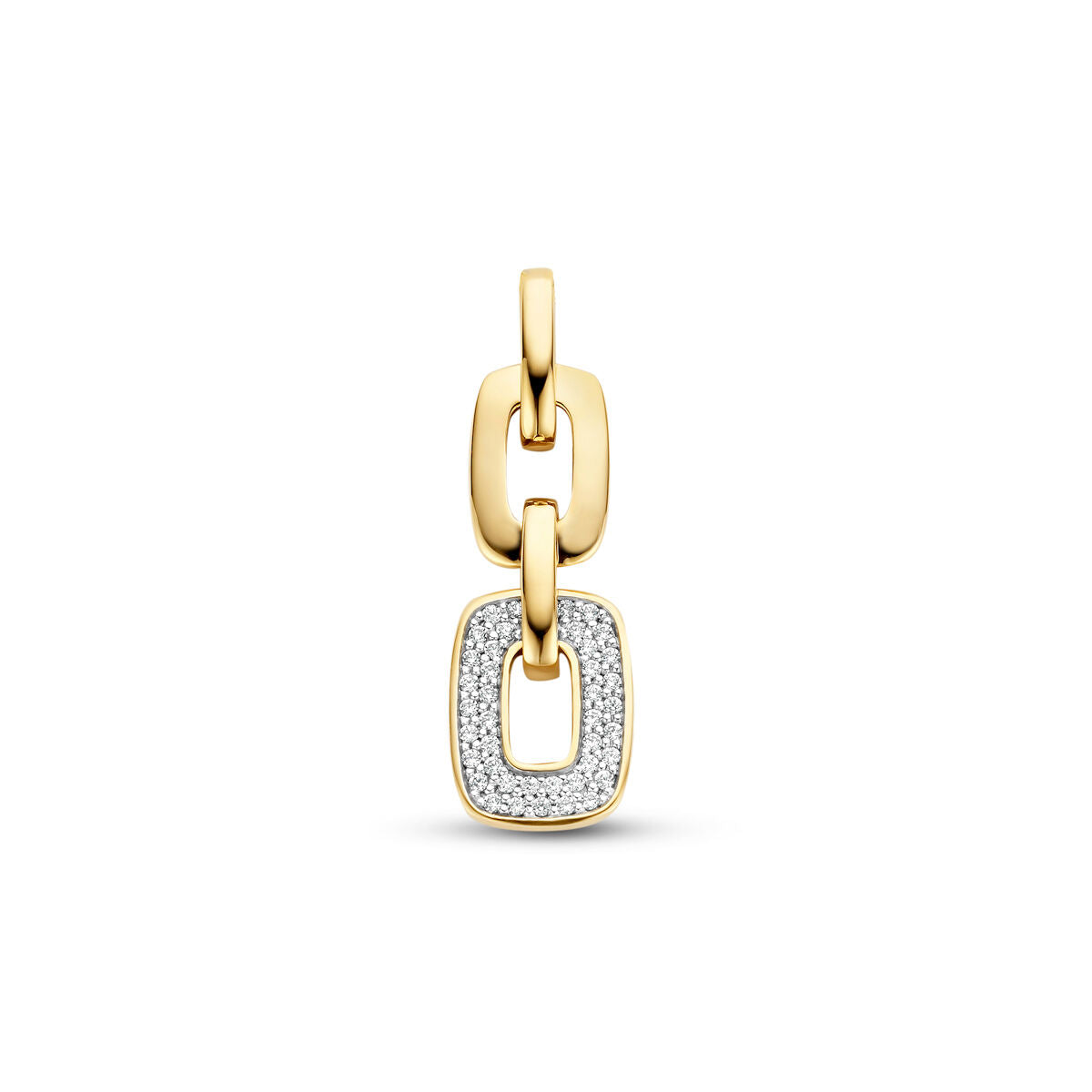 Hänger aus 14K Gelbgold mit zwei Gliedern, das untere mit 0,18 ct Diamanten besetzt