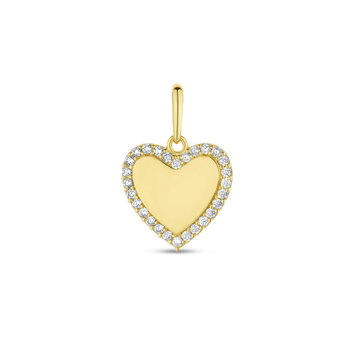 Hänger in Herzform aus 14K Gelbgold mit Zirkonia-Steinen am Rand