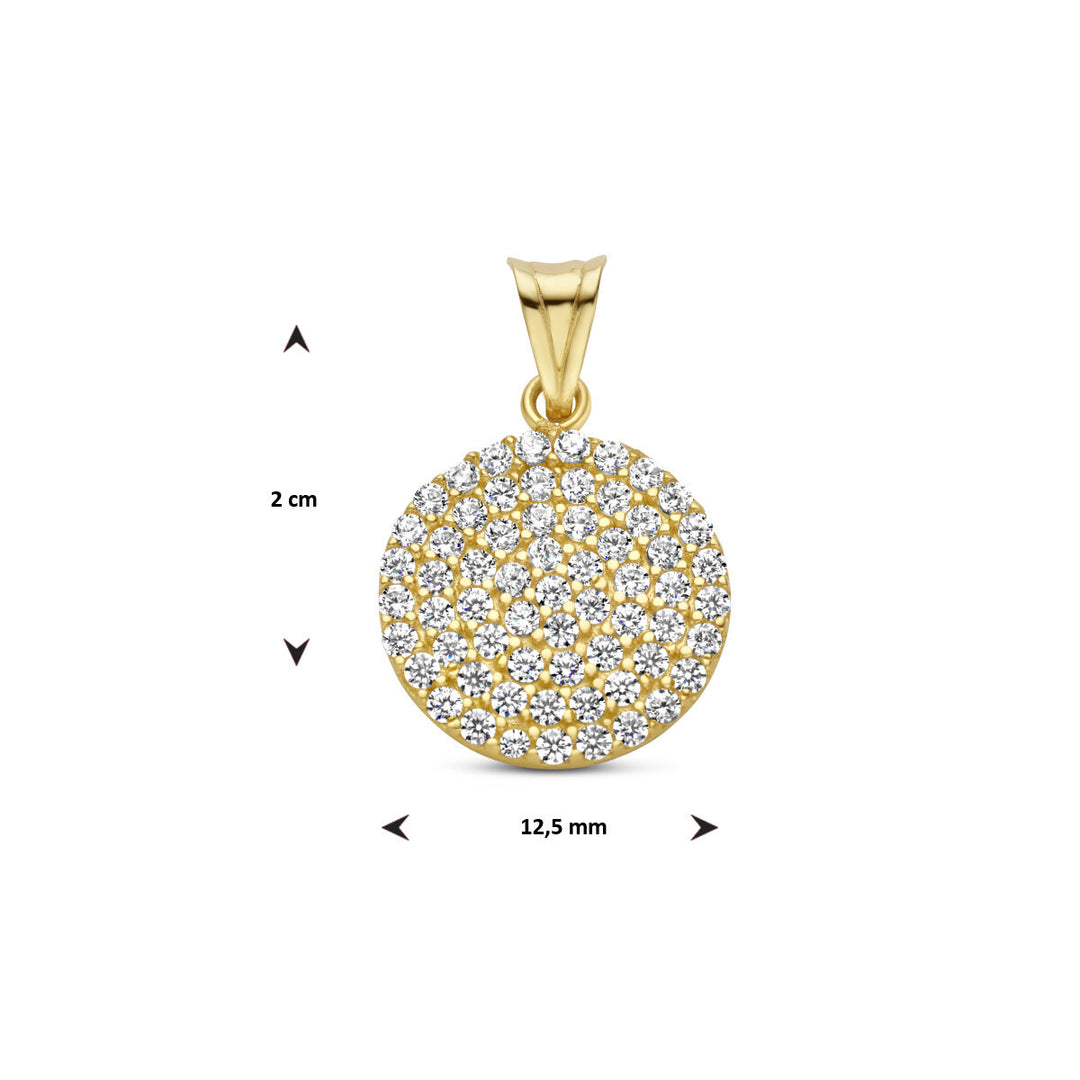 Anhänger runder Zirkonia 14K Gelbgold