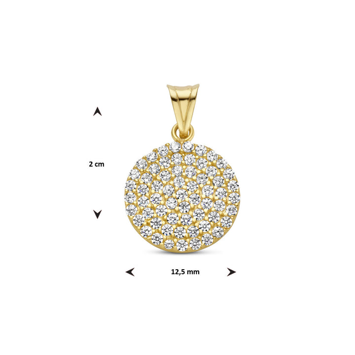 Anhänger runder Zirkonia 14K Gelbgold