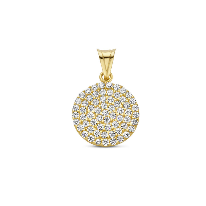 Anhänger runder Zirkonia 14K Gelbgold