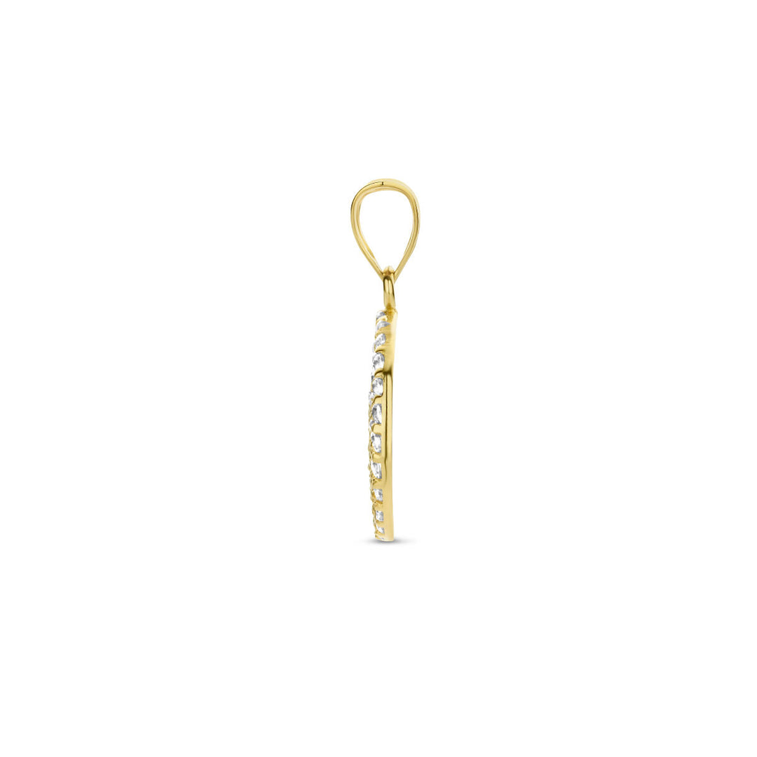 Anhänger runder Zirkonia 14K Gelbgold