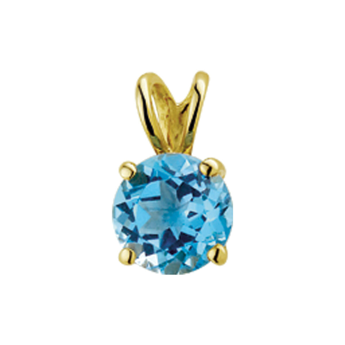 Hänger aus 14K Gelbgold mit rundem, blauen Topas in Krappenfassung