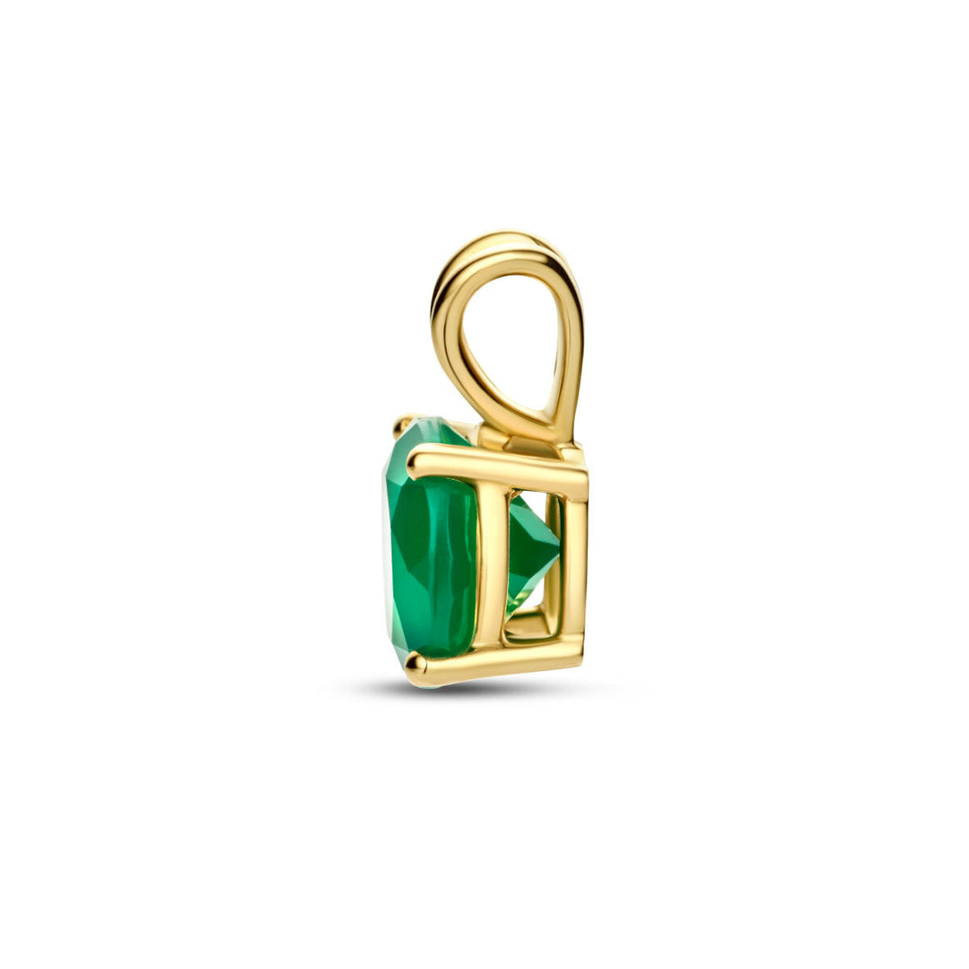 Anhänger grüner Achat 14K Gelbgold