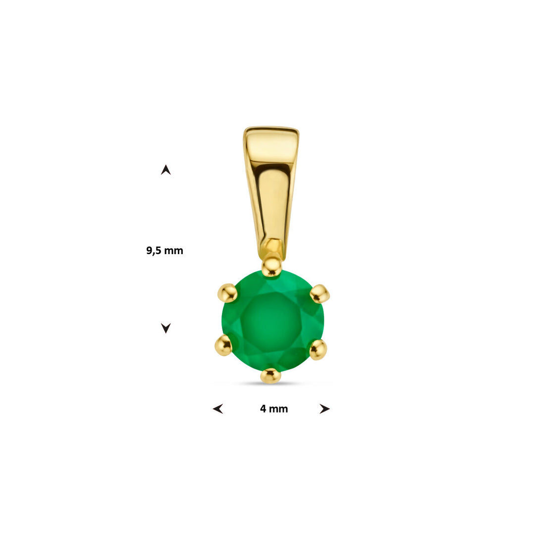Anhänger grüner Achat 14K Gelbgold