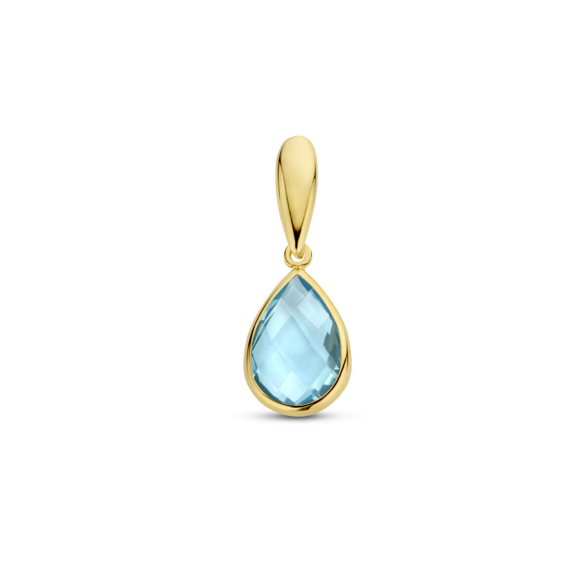Hänger aus 14K Gelbgold mit tropfenförmigem, blauem Topas