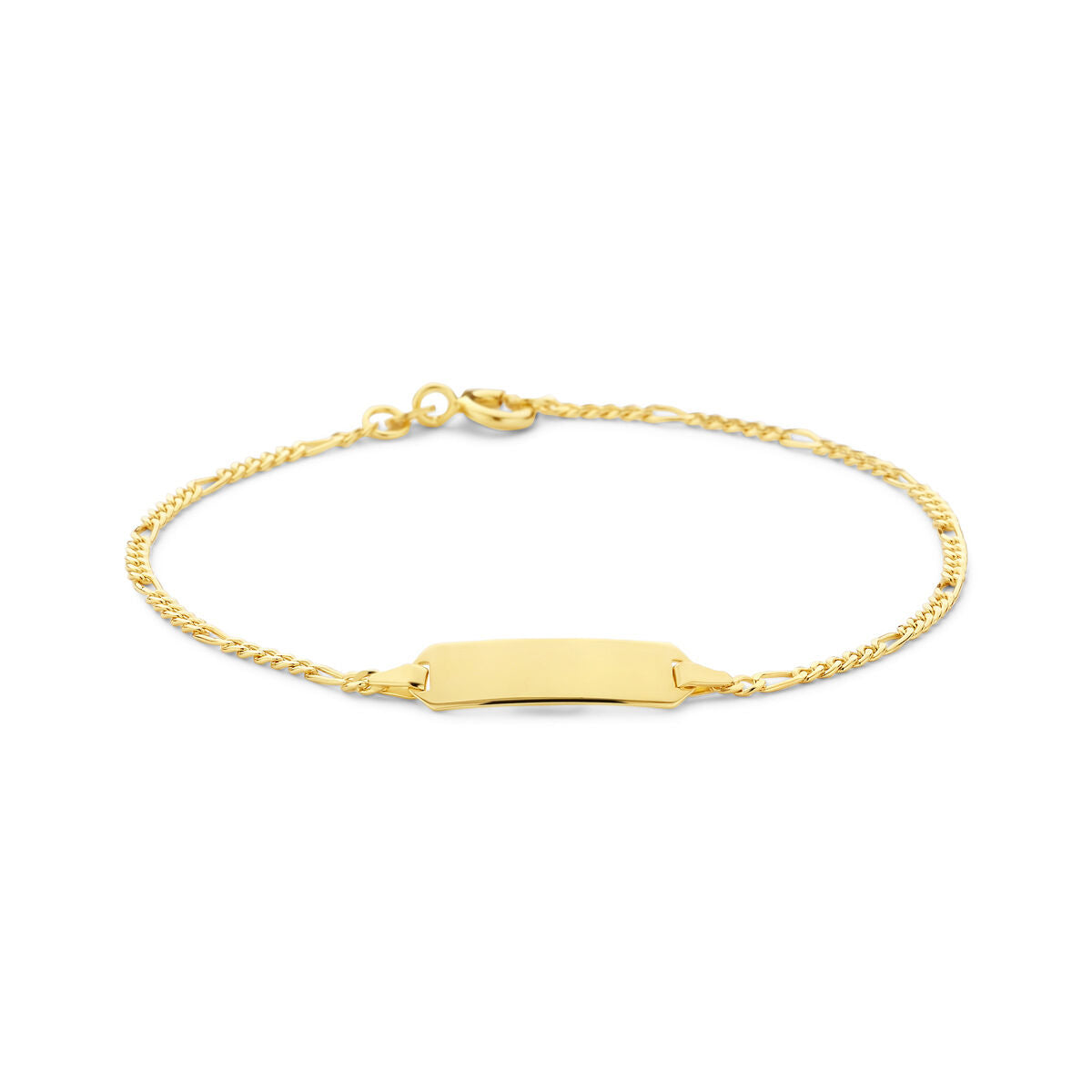 Gravurarmband aus 14K Gelbgold mit glatter, rechteckiger Plakette und gedrehtem Armband