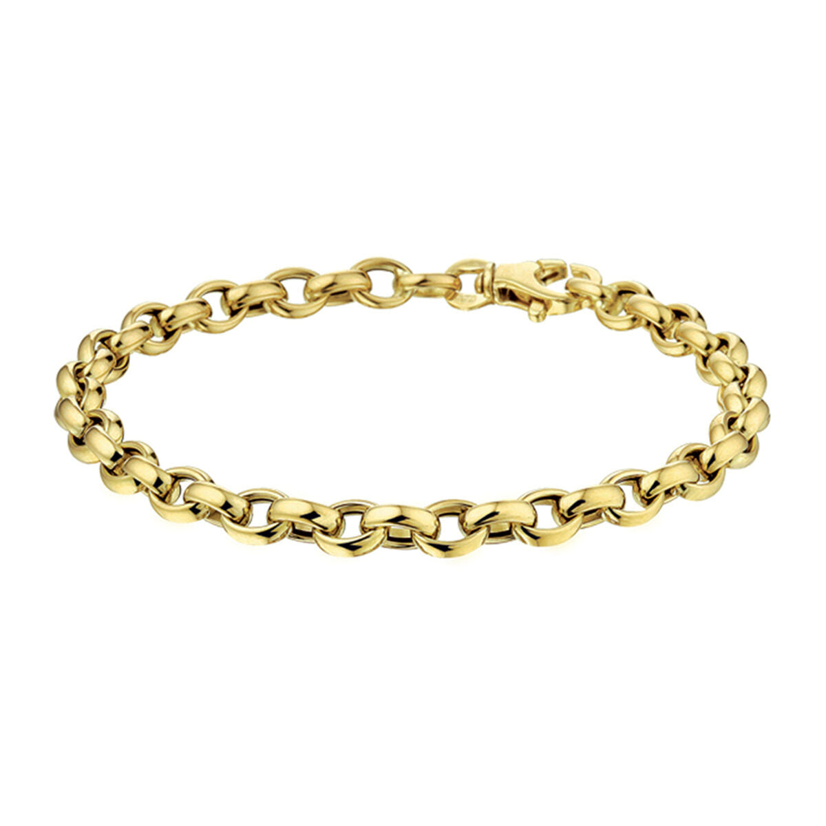Armband aus 14K Gelbgold mit 5,0 mm breiten Jasseron-Gliedern und Karabinerverschluss