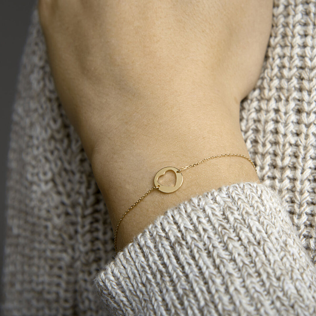 Armband Herz 16,5 - 17,5 - 18,5 cm 14K Gelbgold