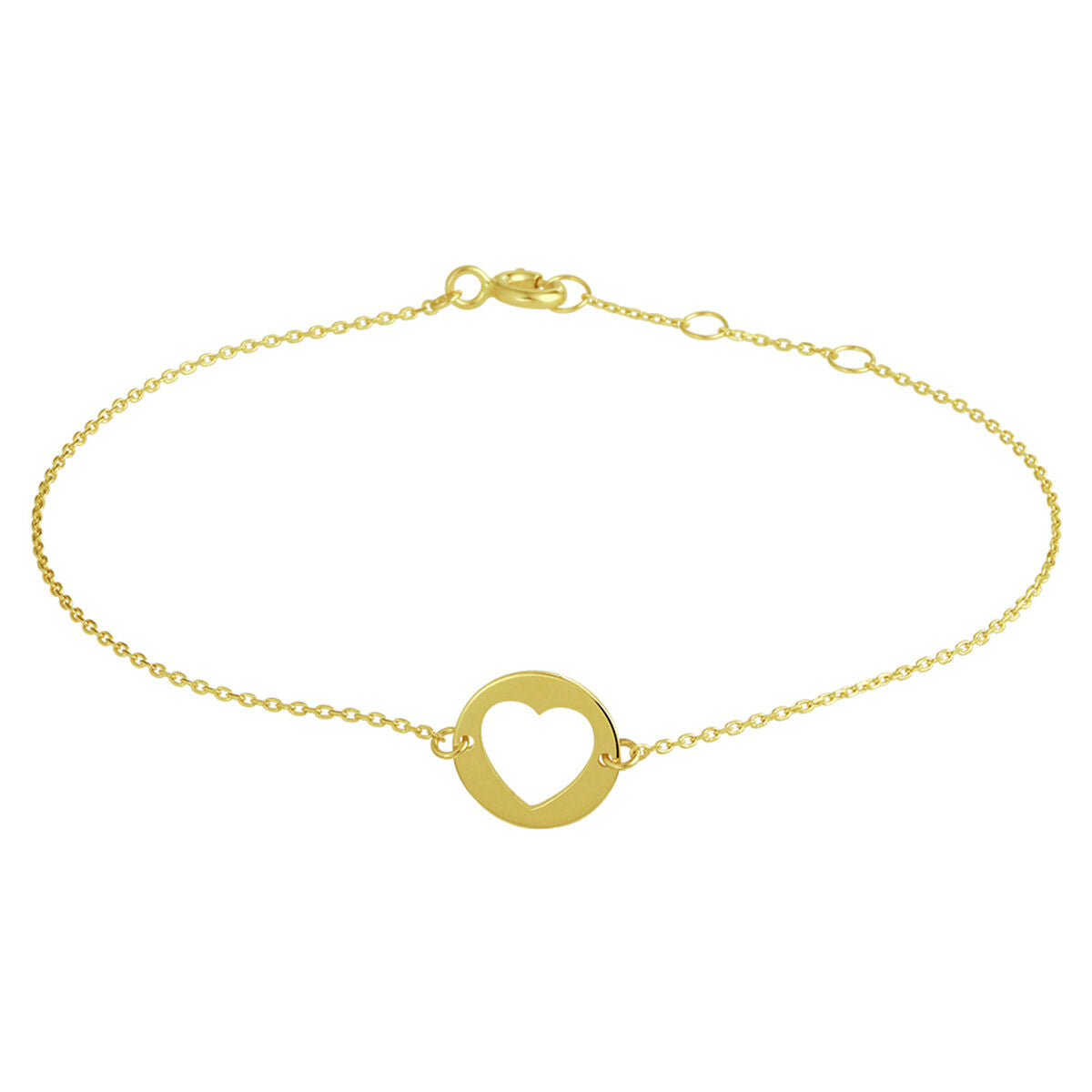 Armband aus 14K Gelbgold mit herzförmigem Anhänger und feiner Kette