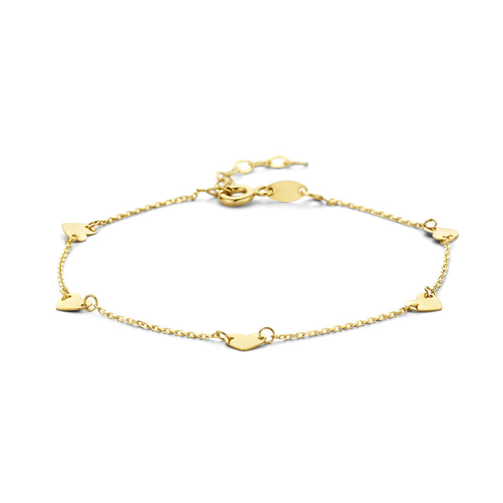 Armband Herzen 16,5 - 18,5 cm 14K Gelbgold