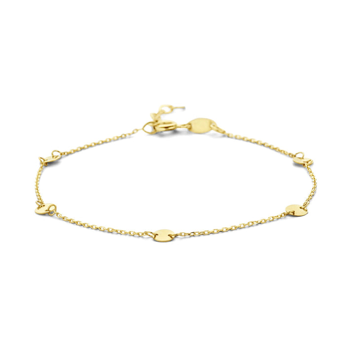 Armband runde Plättchen 16,5 - 18,5 cm 14K Gelbgold