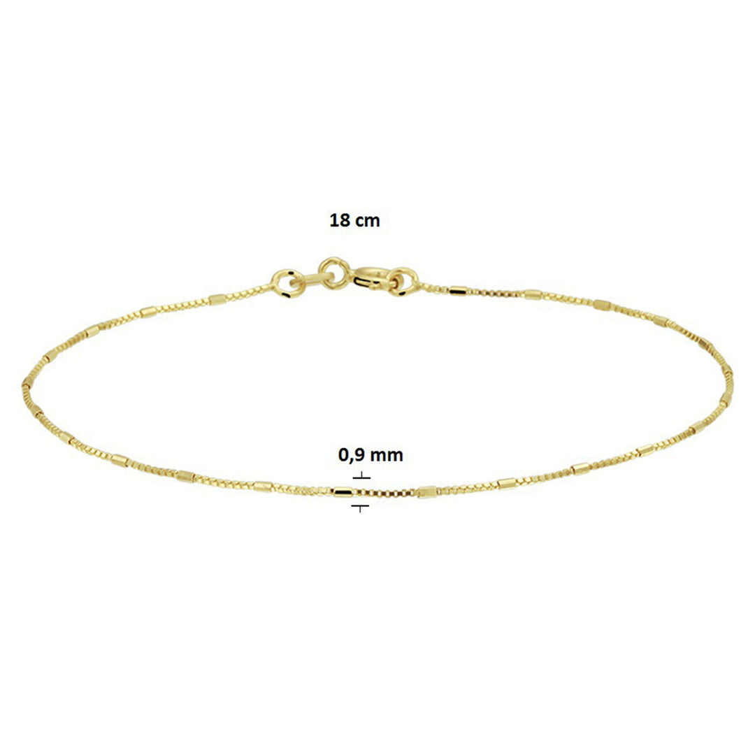 Venezianisches Armband und Stäbe 0,9 mm 18 cm 14 K Gelbgold