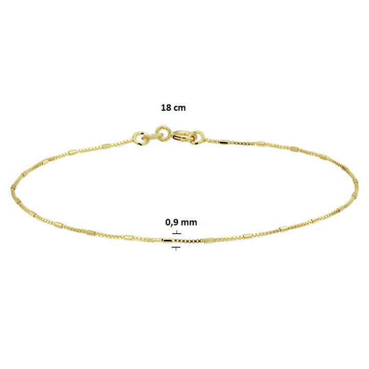 Venezianisches Armband und Stäbe 0,9 mm 18 cm 14 K Gelbgold