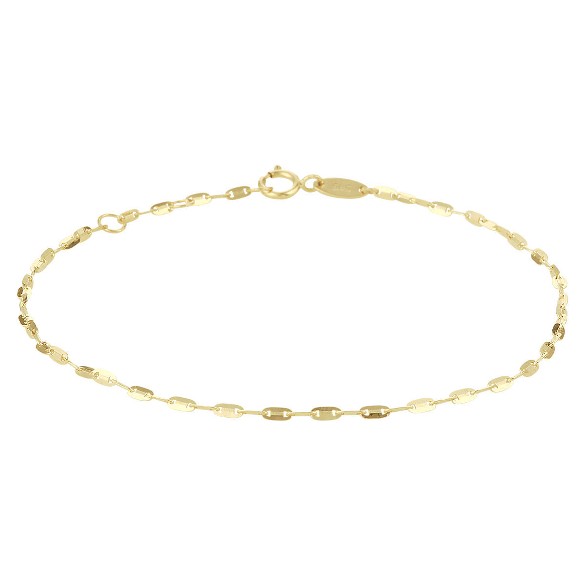 Armband aus 14K Gelbgold mit ovalen Plättchen, erhältlich in 16, 17 und 18 cm Länge