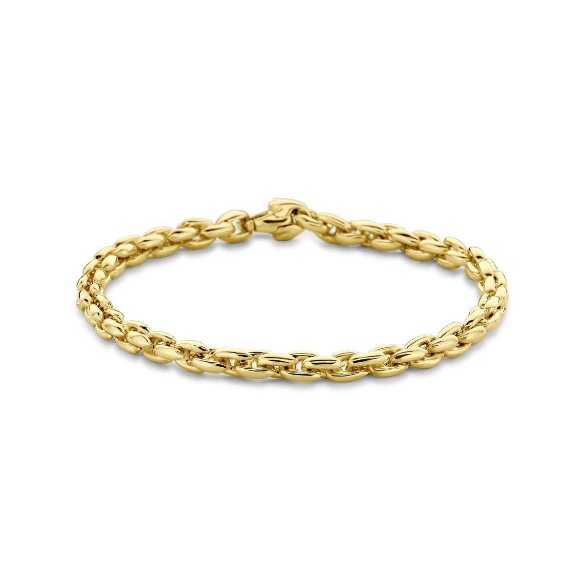 Armband aus 14K Gelbgold mit fantasievoller 4,5 mm Gliederung und 19 cm Länge