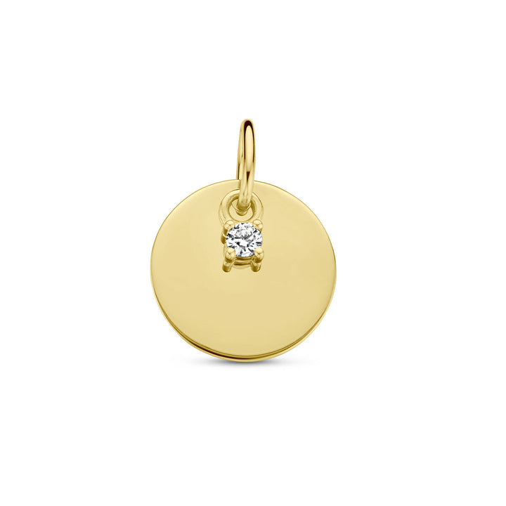 Gravuranhänger Kreis und Diamant h si 14K Gelbgold